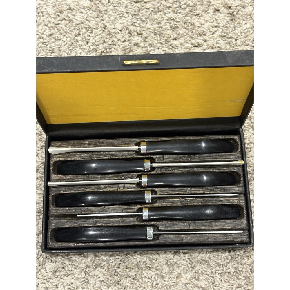 Vintage West Bend Steak Knives Set of 6 Hand Crafted USA Serrated Blades Boxed